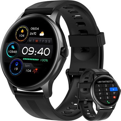 Smartwatch, Fitnesstracker mit Telefonfunktion, SpO2, Puls, Schrittzähler, LW51 black