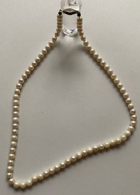 Antike Perlenkette - Art Deco Schließe 925er Silber - Länge 50 cm