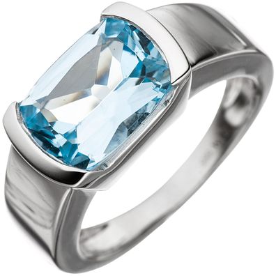 Damen Ring 585 Gold Weißgold 1 Blautopas hellblau blau Weißgoldring Goldring