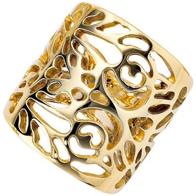 Damen Ring breit 585 Gold Gelbgold Goldring 14 Karat Gelbgoldring
