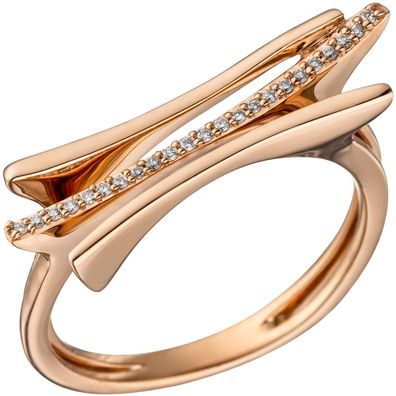 Damen Ring 585 Gold Rotgold 23 Diamanten Brillanten 0,07ct Rotgoldring Damenring