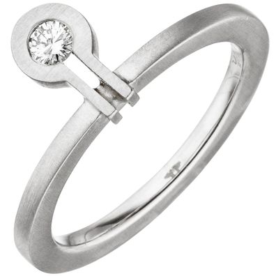 Damen Ring 950 Platin matt 1 Diamant Brillant 0,07ct. Platinring Diamantring