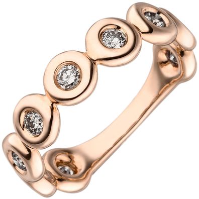 Damen Ring 585 Gold Rotgold 9 Diamanten Brillanten