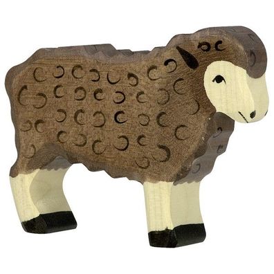 Holztiger Schaf stehend schwarz - Handarbeit - spiel-gut-Siegel - Tier Bauernhof Holz