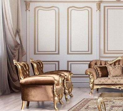 Ohrensessel Sessel Barock Design Polster Sofa Couch Chesterfield Textil Sitz Neu
