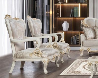 Ohrensessel Sessel Design Polster Barock Sofa Couch Textil Sitz Wohnzimmer Stil