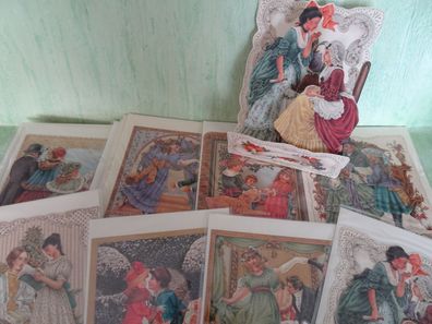 alte Mamelok England Aufstell-Grußkarten Umschlag 3D Victorian Greetings OVP Vintage