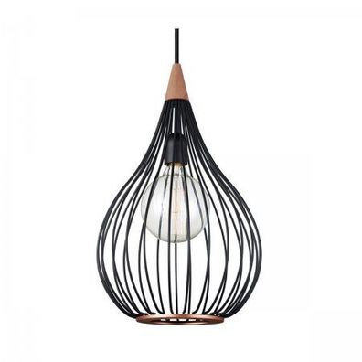 Halo Design No. 990914 LED Pendelleuchte DROPS, schwarz matt-Holz Ø 30