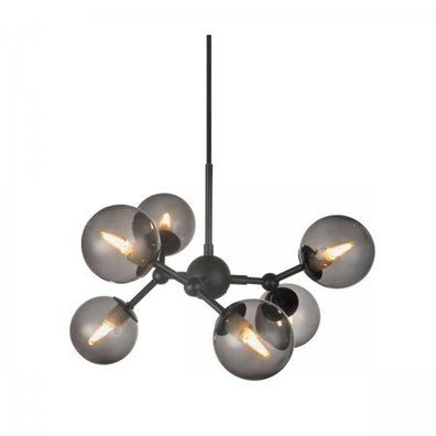 Halo Design No. 736553 LED Pendelleuchte ATOM by E. Patton Schwarz Rauchglas Ø 45