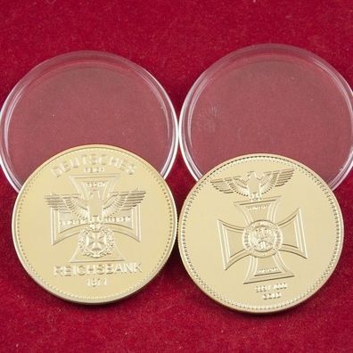Medaille Deutsche Reichsbank Kupfer vergoldet in Kapsel Fan Geschenk
