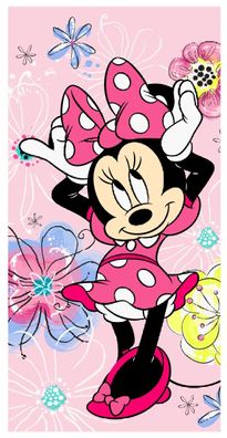 Disney Minnie Mouse Kinder Handtuch Badetuch Saunatuch "Pink Bow" mit Blumen 70