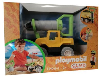 Playmobil Sand 70064 Bohrfahrzeug Bauarbeiter abnehmbarer Bohrer Fahne beweglich