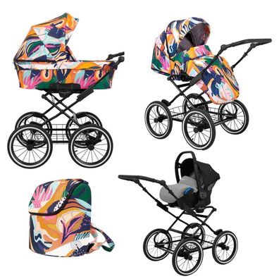 Retro Kinderwagen 3in1 2in1 Isofix Kombikinderwagen Set + Zubehör Farbauswahl ...