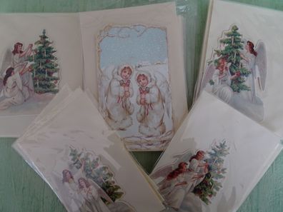 Shackman 1993 mini Weihnachts-Grußkarten Umschlag Engel 9,5x6,5cm - Auswahl