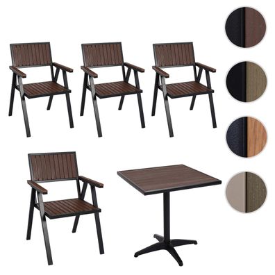 4er-Set Gartenstuhl + Gartentisch HWC-J95, Stuhl Tisch, Gastro Outdoor-Beschichtung