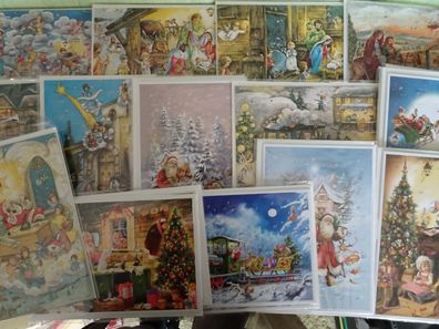 ältere Adventskalenderkarten Kuvert Korsch Verlag Stern von Bethlehem Weihnachtsmann