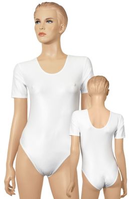 Damen Wetlook Body Rundhals kurze Ärmel stretch shiny Farben kurzarm-Body S-XL