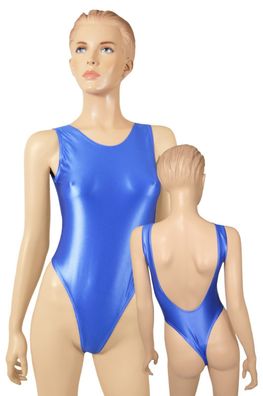 Damen Wetlook Stringbody Tiefer Rücken ohne Ärmel stretch shiny Elasthan S-XL