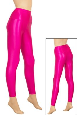 Damen Wetlook Leggings High Waist (hoher Bund) elastisch stretch shiny S bis XL
