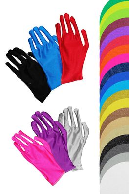 kurze Handschuhe one size elastisch dehnbar stretch shiny glänzend ca. 25cm lang