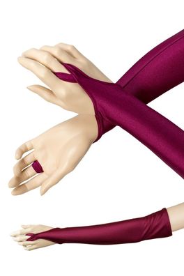 lange Armstulpen mit Schlaufe Handschuhe stretch shiny glänzend viele Farben