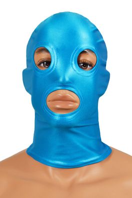 Wetlook Kopfhaube Maske Augen + Mund Löcher elastisch Elasthan stretch shiny