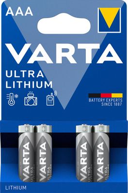Varta Ultra Lithium L92 Micro AAA Batterie (4er Blister)