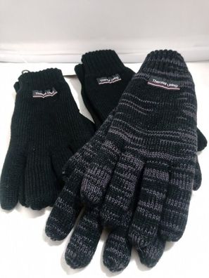 3 Paar Thermo Strickhandschuhe mit warmer Fütterung schwarz schwarzmeliert