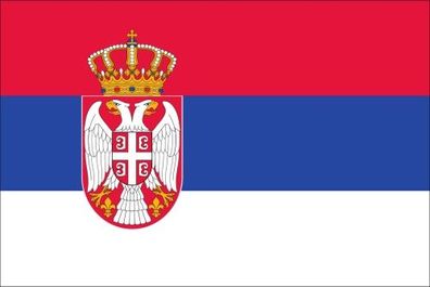 flaggenmeer® Flagge Serbien mit Wappen 80 g/ m² ca. 30 x 45 cm