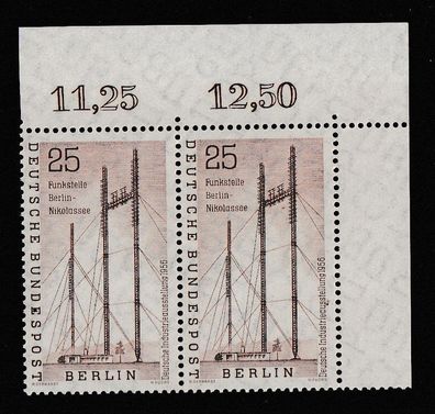 Berlin 1956 MiNr. 157 Eckrand-Paar Ecke 2 postfrisch