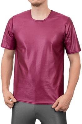 Herren Wetlook T-Shirt Comfort-Fit kurze Ärmel elastisch hauteng stretch shiny
