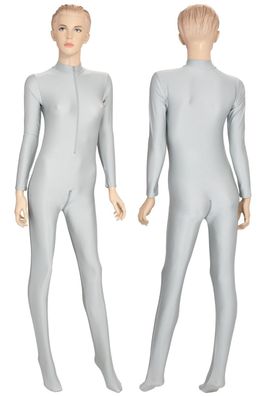 Damen Ganzanzug Front-RV Schritt-RV Fuß catsuit Voltigieranzug stretch shiny