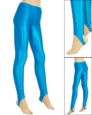 Damen Wetlook Leggings mit Steg Glanz stretch shiny elastisch Hauteng S bis XL