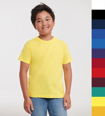 Russell Europe Kinder T-Shirt Baumwolle XS-2XL in 15 Farben R-180B-0 NEU