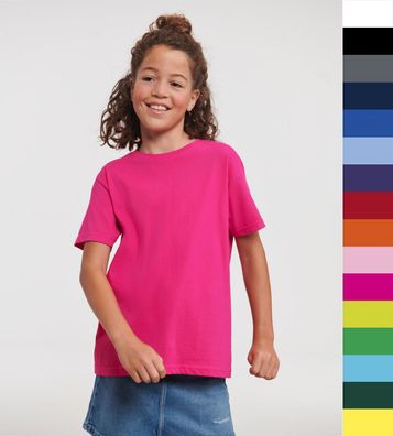 Russell Europe dünnes Kinder Slim T-Shirt Baumwolle lang geschnitten R155B0 NEU