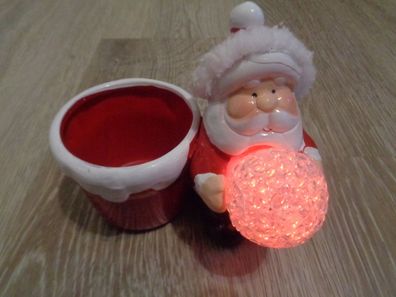 Weihnachtsdeko -kleiner Übertopf bzw. Schale-Weihnachtsmann mit Licht
