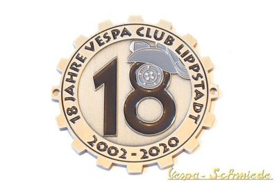 Metall-Plakette "18 Jahre Vespa Club Lippstadt" - 75 Stück weltweit! VCD