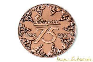 Metall-Plakette "75 Jahre Vespa" - Bronze - Limitiert: 75 Stück weltweit! - VCD