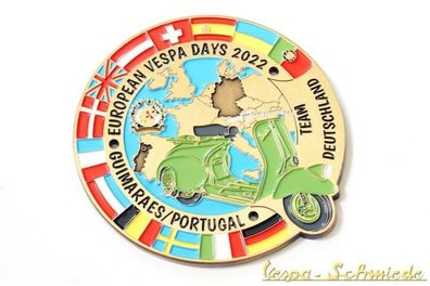 Metall-Plakette "European Vespa Days 2022" Team Deutschland - Gold - Nur 75 Stk!