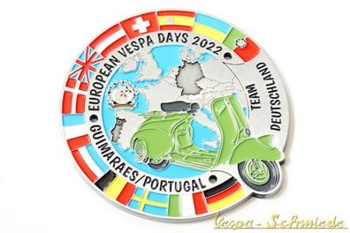 Metall-Plakette "European Vespa Days 2022" Team Deutschland - Silber - Nur 75!
