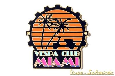 Metall-Plakette "Vespa Club Miami" - Limitiert auf 100 Stück! Badge USA Neon 80s