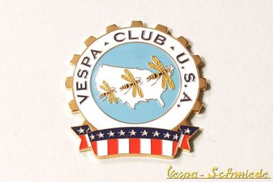 Metall-Plakette "Vespa Club USA" - Klub US America Amerika Emblem Emaille