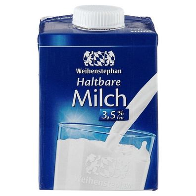 Weihenstephan Haltbare Milch H-Vollmilch 3,5 Prozent 12er Pack 12 x 500 ml