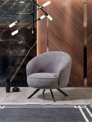 Sessel Luxus Einsitzer Couch Textil Sofa Polster Möbel Grau Couchen Stoff Textil