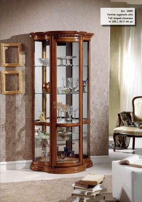 Vitrinen Glas Schrank Braun Vitrine Wohnzimmer Holz Anrichte Luxus Möbel Italien