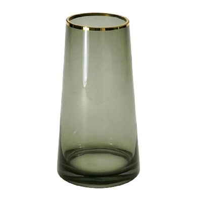 Vase mit Gold Rand Glas H=16 cm Retro Vintage Blumen Deko Tisch modern Wohn Neu