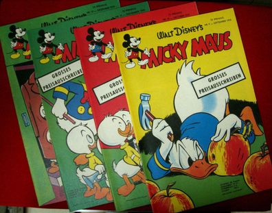 ehapa + MICKY MAUS 1-3 + 9-12 / 1955 Nachdruck 1998 (0-1) 7 Hefte mit Preisaufdruck