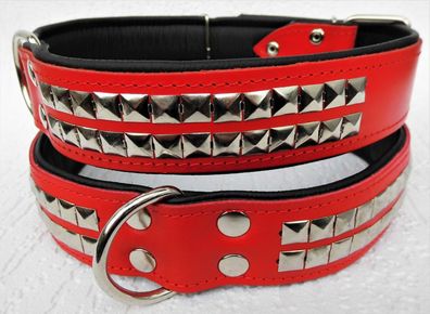 Halsband - Hundehalsband, Halsumfang 58-68cm/4cm, LEDER&Neu, Rot (PL.5-03-5-78)