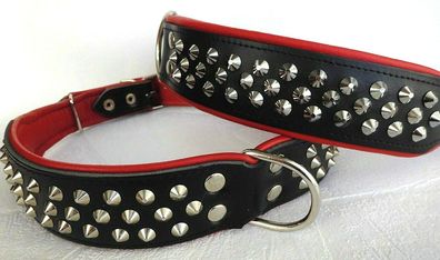 LEDER Halsband - Hundehalsband, Halsumfang 60-72cm/50mm, NIETEN, NEU 1527