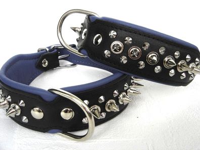 Hunde Halsband - Halsumfang 33-41cm/40mm, LEDER + Stacheln (24-5-13-49)